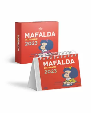 MAFALDA 2023, CALENDARIO ESCRITORIO ROJO CON CAJA